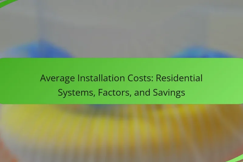 Average Installation Costs: Residential Systems, Factors, and Savings