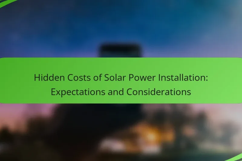 Hidden Costs of Solar Power Installation: Expectations and Considerations