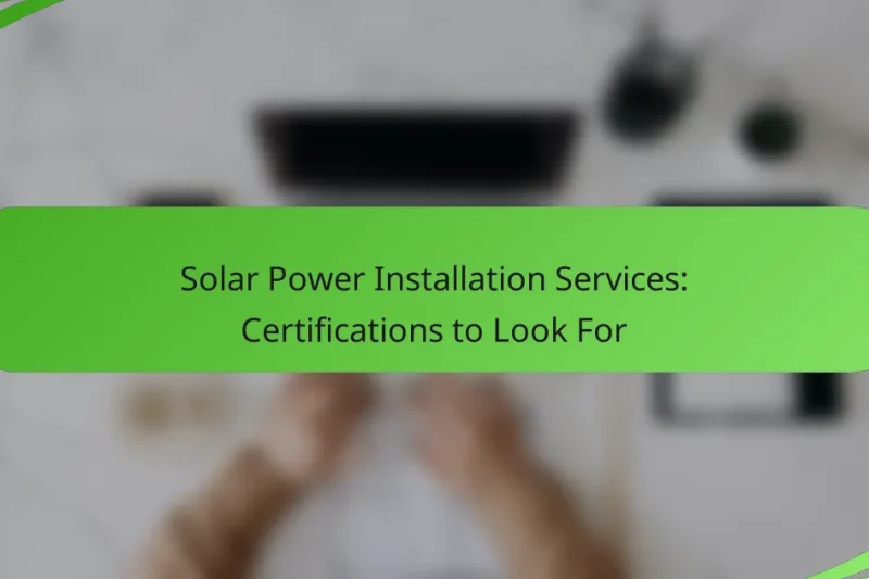 Solar Power Installation Services: Certifications to Look For