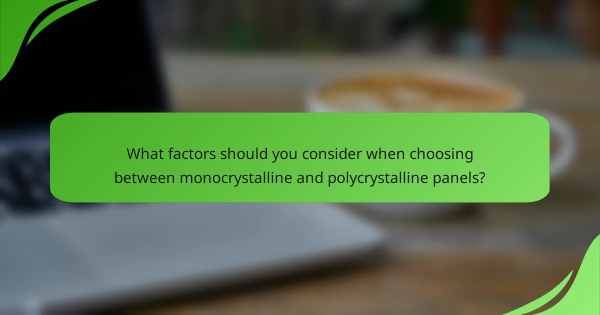 What factors should you consider when choosing between monocrystalline and polycrystalline panels?